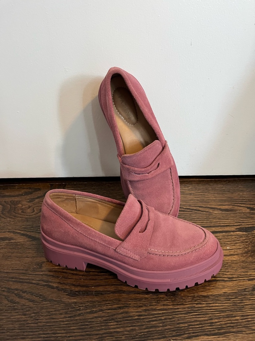 Patina Portland Leather Women’s Suede Pink Mauve purple chunky Zoe  Loafers 9.5